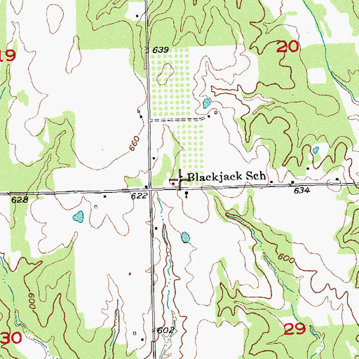 Topographic Map of Blackjack School, OK