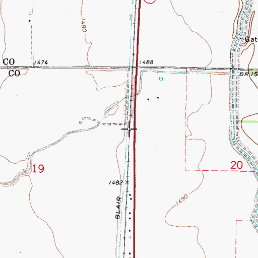 Topographic Map of Blair Lateral, OK