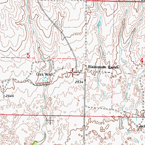 Topographic Map of Blakemore Ranch, OK