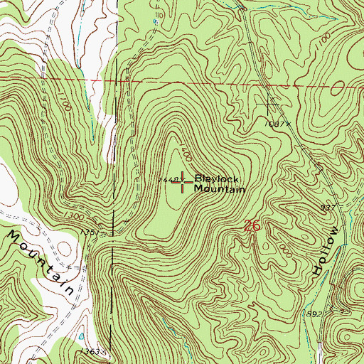 Topographic Map of Blaylock Mountain, OK