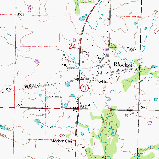 Topographic Map of Blocker, OK