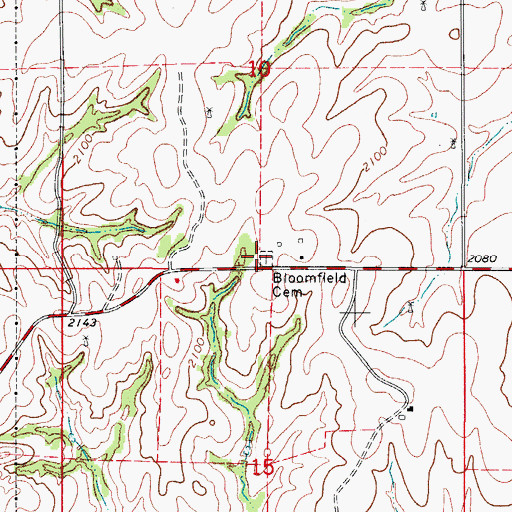 Topographic Map of Bloomfield Cemetery, OK