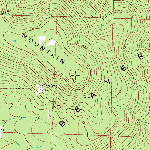 Topographic Map of Blu Mountain, OK