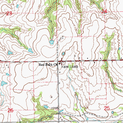 Topographic Map of Blue Branch Cemetery, OK