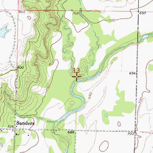 Topographic Map of Blue Canyon, OK