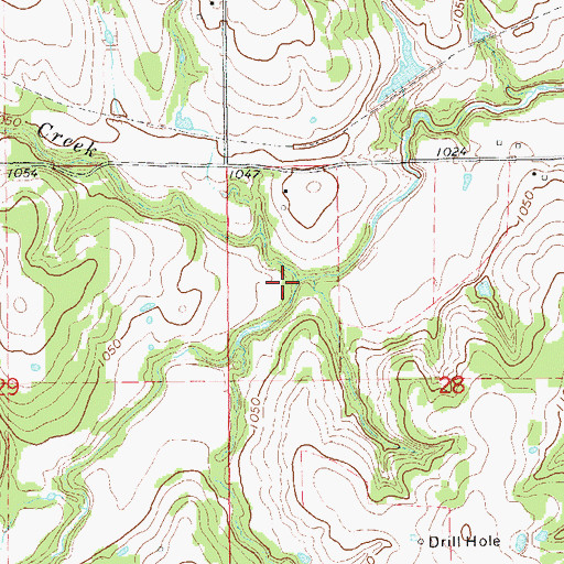 Topographic Map of Blue Creek, OK