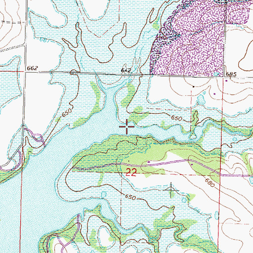 Topographic Map of Blue Creek, OK