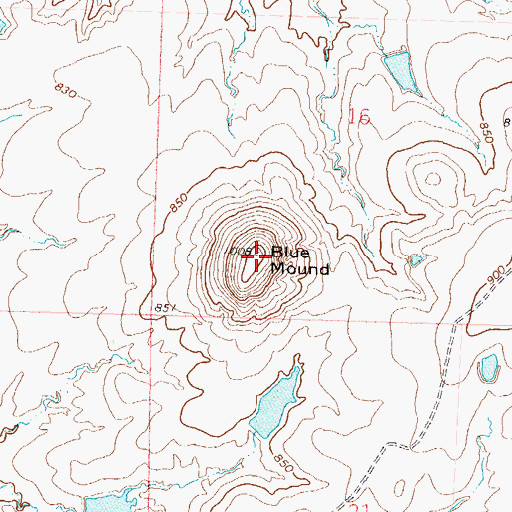 Topographic Map of Blue Mound, OK