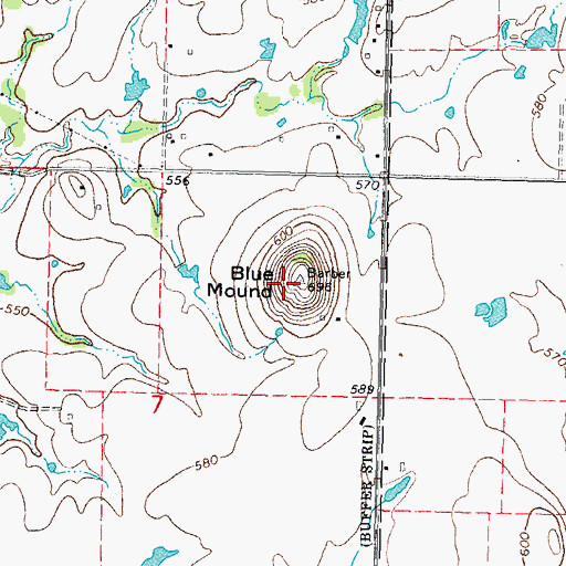 Topographic Map of Blue Mound, OK