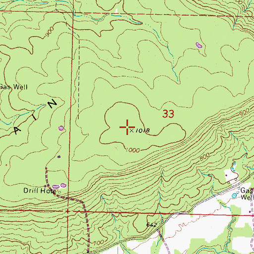 Topographic Map of Blue Mountain, OK
