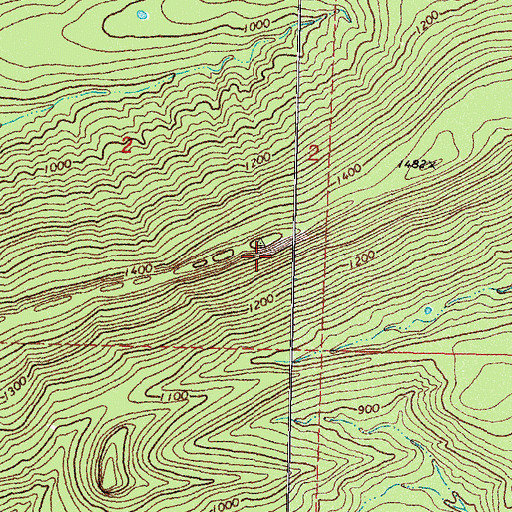 Topographic Map of Blue Mountain, OK