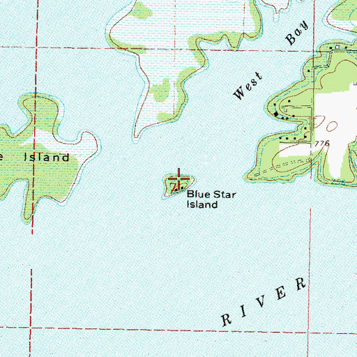 Topographic Map of Blue Star Island, OK