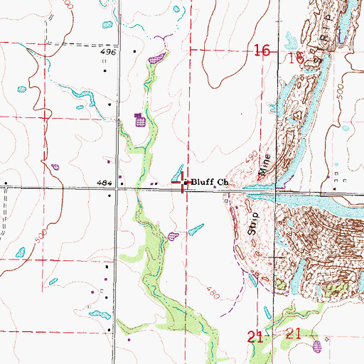 Topographic Map of Bluff Church, OK