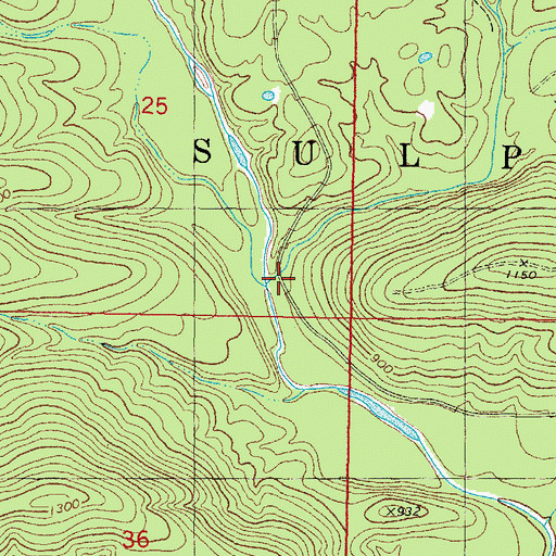 Topographic Map of Bluff Creek, OK