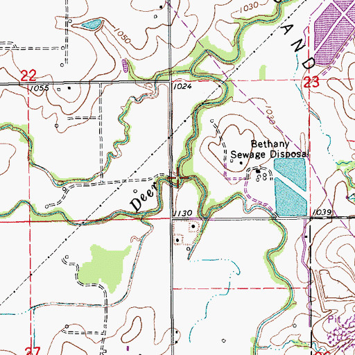 Topographic Map of Bluff Creek, OK