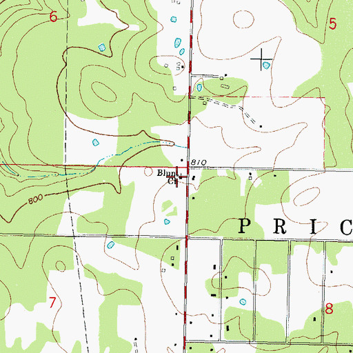 Topographic Map of Blunt Church, OK