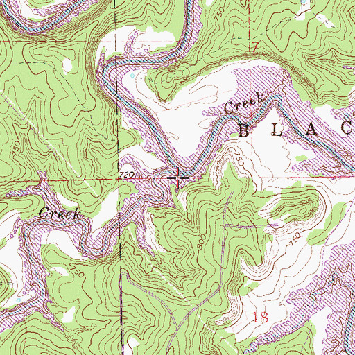 Topographic Map of Boar Creek, OK
