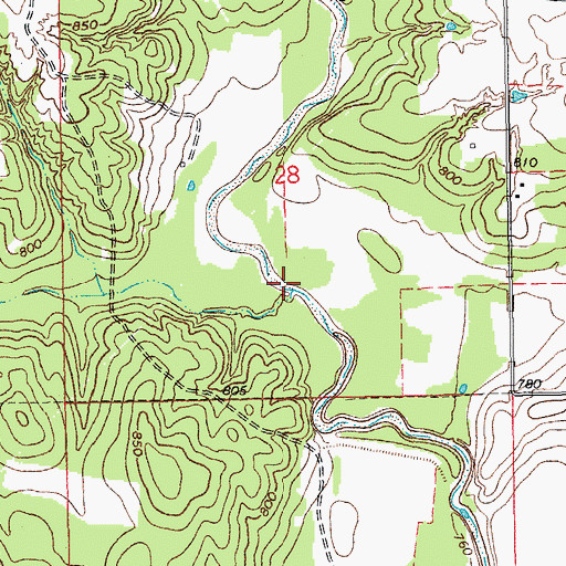 Topographic Map of Board Tree Creek, OK