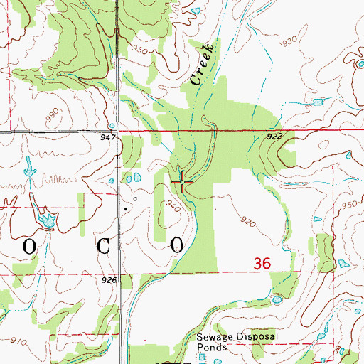 Topographic Map of Boardtree Creek, OK