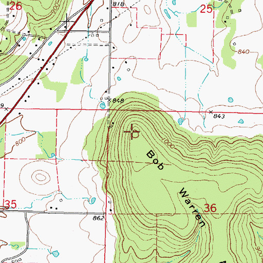 Topographic Map of Bob Warren Mountain, OK