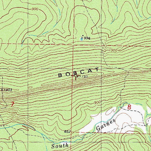 Topographic Map of Bobcat Ridge, OK
