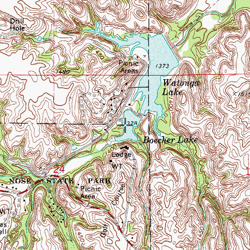 Topographic Map of Boecher Lake, OK
