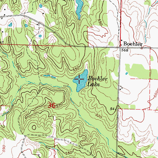 Topographic Map of Boehler Lake, OK