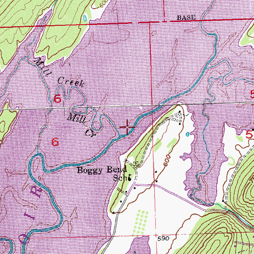 Topographic Map of Boggy Bend Ford, OK