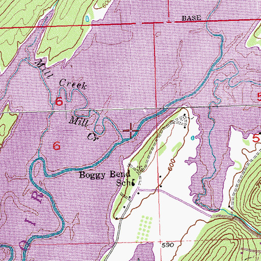 Topographic Map of Boggy Bend Ford, OK
