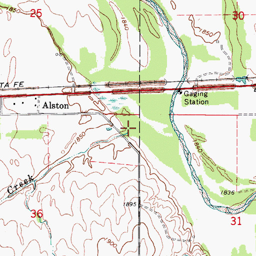 Topographic Map of Boggy Creek, OK