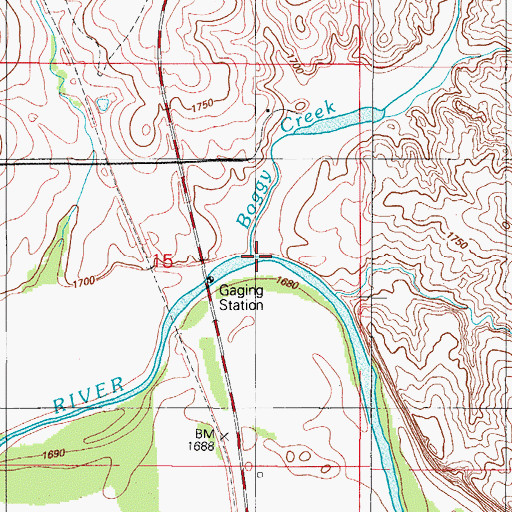 Topographic Map of Boggy Creek, OK