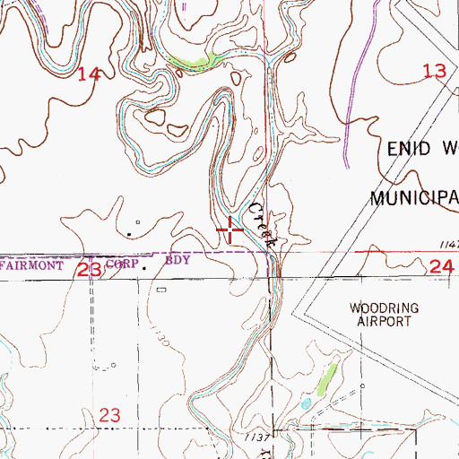 Topographic Map of Boggy Creek, OK