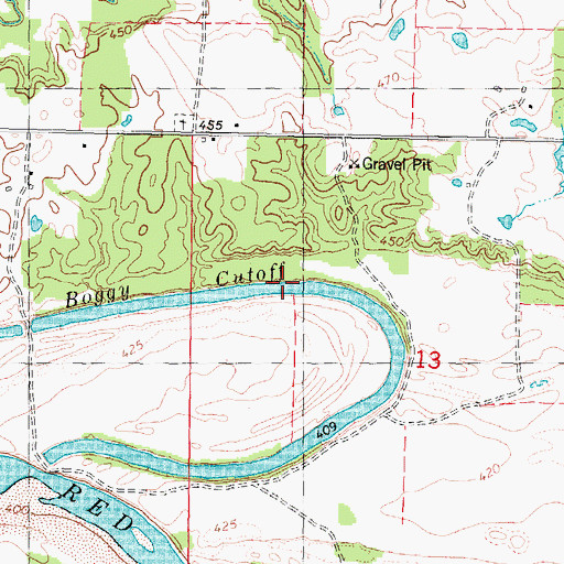 Topographic Map of Boggy Cutoff, OK