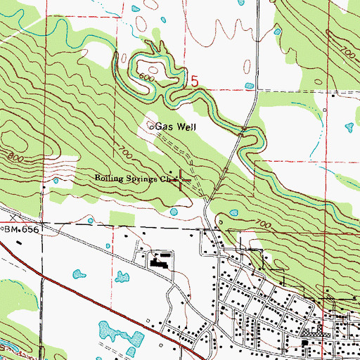 Topographic Map of Boiling Springs Church, OK