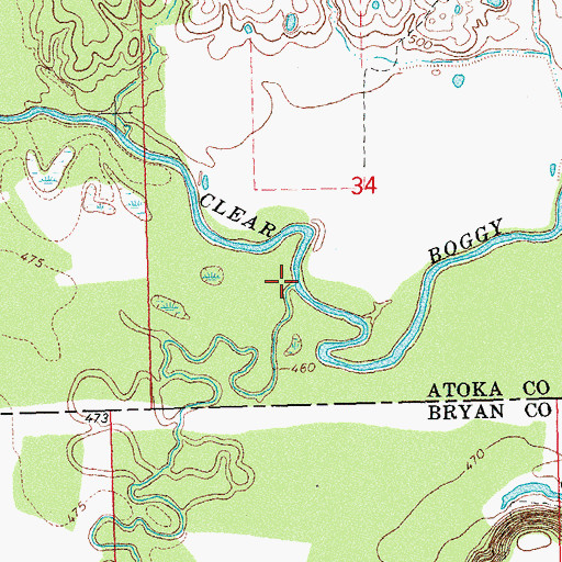 Topographic Map of Bois d'Arc Creek, OK
