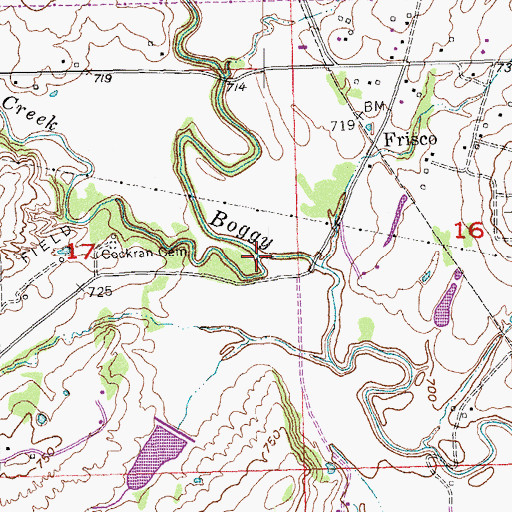 Topographic Map of Bois d'Arc Creek, OK