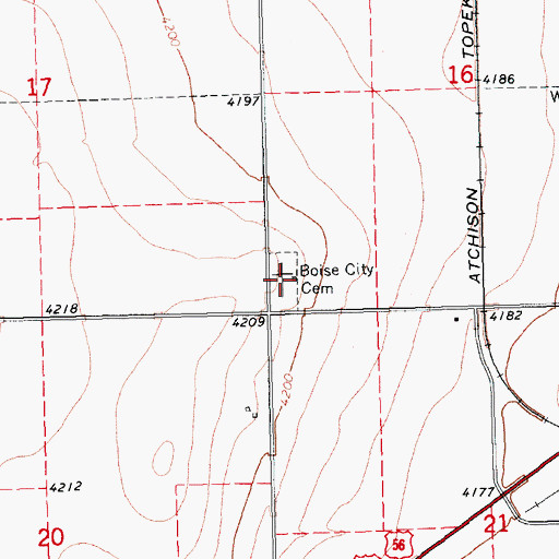 Topographic Map of Boise City Cemetery, OK