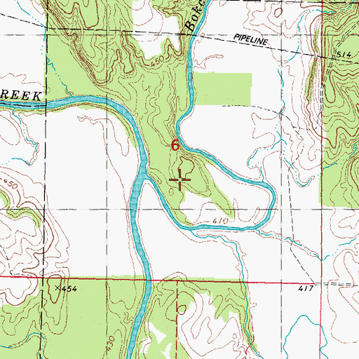 Topographic Map of Bokchito Creek, OK