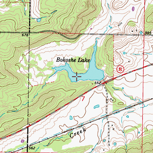 Topographic Map of Bokoshe Lake, OK