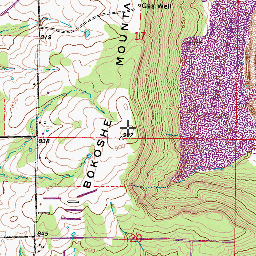 Topographic Map of Bokoshe Mountain, OK