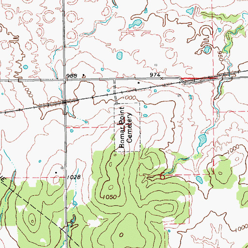 Topographic Map of Bomar Point Cemetery, OK
