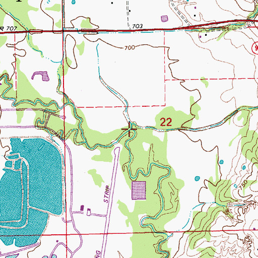 Topographic Map of Bone Creek, OK