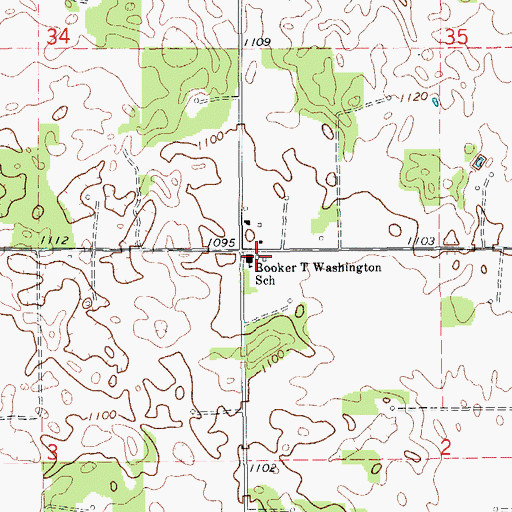 Topographic Map of Booker T Washington School, OK