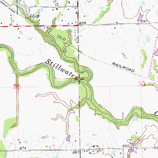 Topographic Map of Boomer Creek, OK