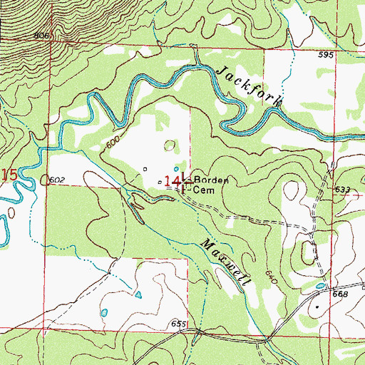 Topographic Map of Borden Cemetery, OK