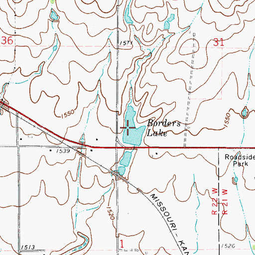 Topographic Map of Borders Lake, OK