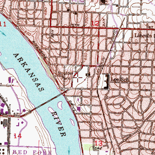 Topographic Map of Boulder Park, OK