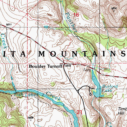 Topographic Map of Boulder Turnoff, OK