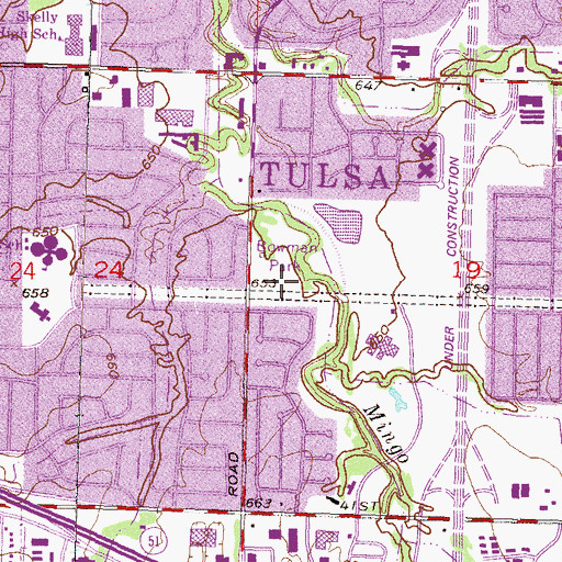 Topographic Map of Bowman Park, OK