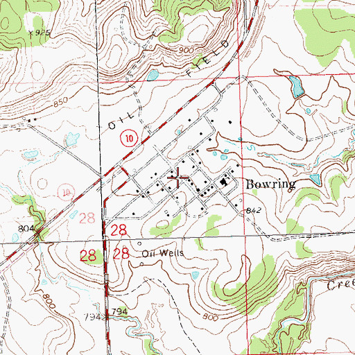 Topographic Map of Bowring, OK